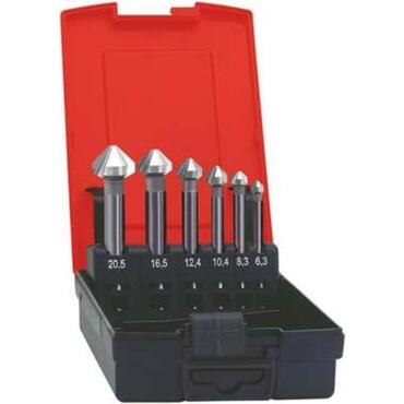 Set with taper and deburring countersink tool, 90°, HSS, long with cylindrical shank type 1445